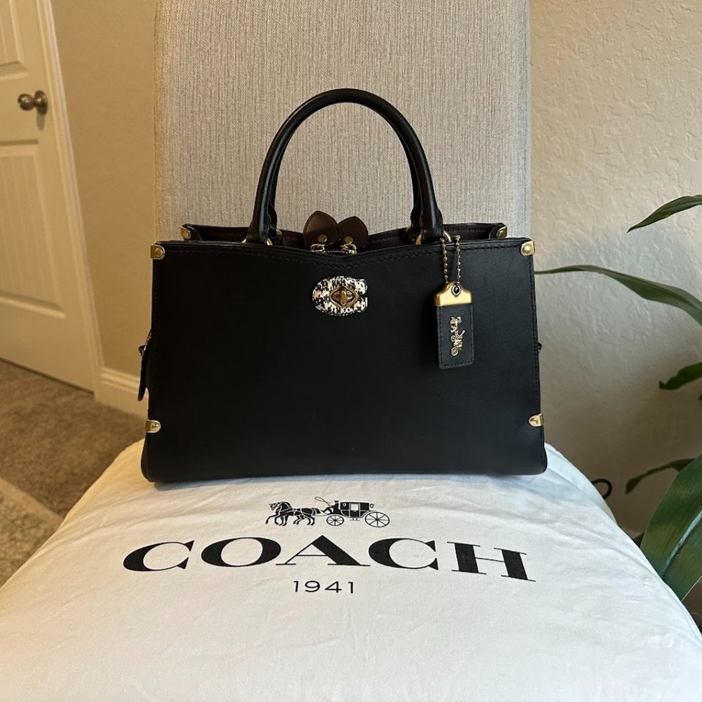 Coach Mason Carryall with Snakeskin Detail - Black